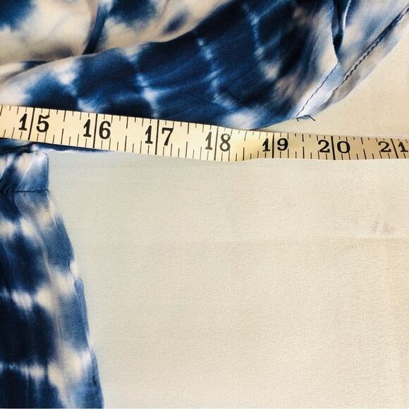 Shein Navy White Tie Dye Palazzo Jumpsuit Plunge Neckline Twisted Knot Front - Picture 11 of 16